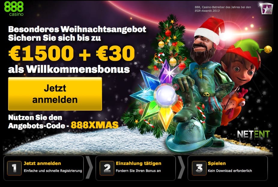 Besonderes Weihnachtsangebot bei 888 Casino